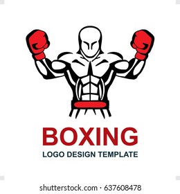 Boxing logo design theme.
Boxer in red gloves.