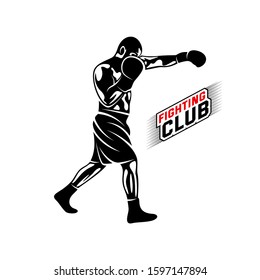 Boxing logo design vector template, muay thai kick boxing logo vector, Combat Sport and Fitness Emblem with a Fighter, Illustration