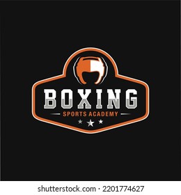 Boxing logo, emblem collection, design template on dark background