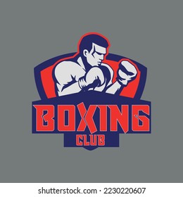 Boxing logo, emblem collection, design template on light background