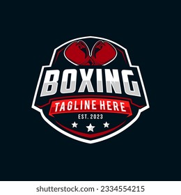 Boxing logo, emblem collection, design template on dark background