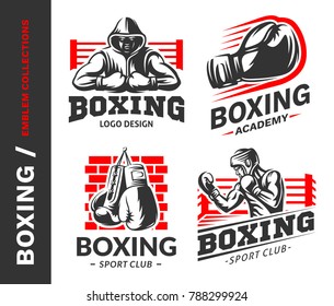 Boxing logo, emblem collections, designs templates on a white background