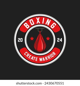 Boxing Logo sign badge isolated. Boxing logo with black background vector design