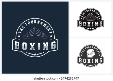 Boxing logo sport design template, boxing sport emblem vector, boxing tournament logo badge design vector illustration