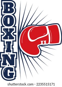 Boxing logo, sport training, athletic symbol, equipment tool isolated on white, design, flat style vector illustration.