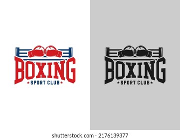 Boxing logo template. Boxing related design elements for prints, logos, posters. Vector vintage illustration. Eps 10