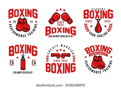 Boxing-Logo-Vektor-Bündel, Emblem-Set-Kollektionen. Boxing Logo Badge Template Kollektion