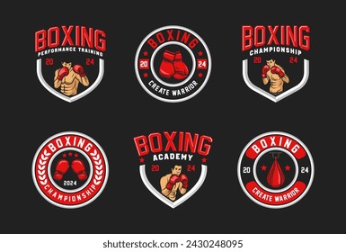 Boxing logo vector bundle, emblem set collections. Boxing logo badge template collection
