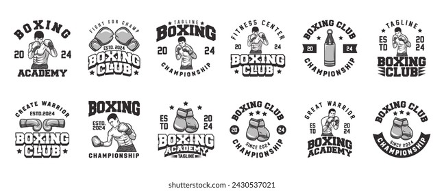 Boxing logo vector bundle, emblem set collections. Boxing logo badge template collection