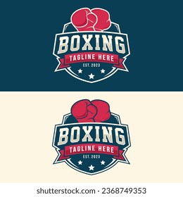 Boxing logo vector illustration, design template, emblem collection