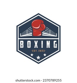 Boxing logo vector illustration, design template, emblem collection