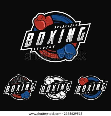 Boxing logo vector illustration, design template, emblem set collection
