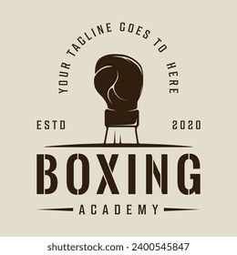boxing logo vector vintage illustration template icon graphic design. fighting sport sign or symbol for academy or club or for competition or shirt print with retro typography concept