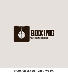 boxing logo vector vintage illustration design, speed bag made from leather retro with silhouette color, sign or symbol