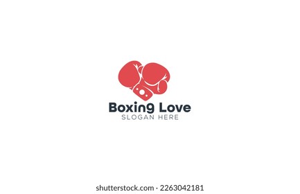 Boxing Love Logo Design, Minimal boxing heart Logo Design Template.