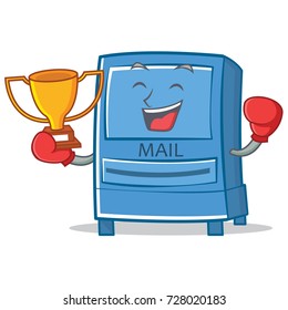 Boxing mailbox character cartoon style