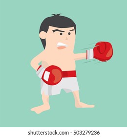 Boxing Male Cartoon Character Vector Illustration