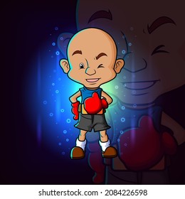 The boxing man gives the thumb up esport logo design of illustration