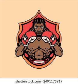boxing man illustration vector design