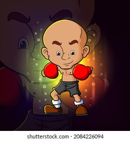 The boxing man ready for fight esport mascot design of illustration