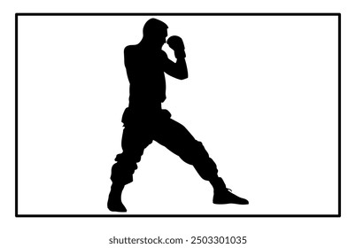 Boxing Man silhouette , kickbox silhouette, boxing gloves silhouette