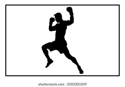 Boxing Man silhouette , kickbox silhouette, boxing gloves silhouette
