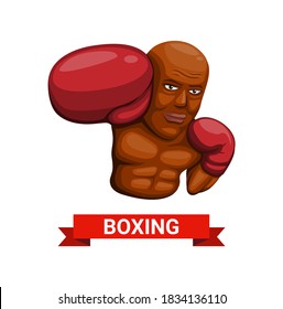 Boxing man symbol character concept in cartoon illustration vector on white background