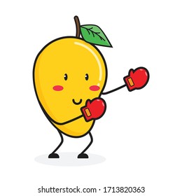 boxing mango fruit cute character mascot vector design