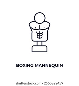 boxing mannequin outline icon. Linear vector from gym concept. Thin line boxing mannequin icon isolated on white background