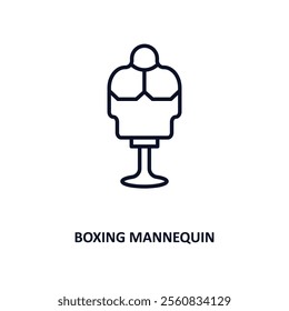 boxing mannequin outline icon.  Thin line icon from gym and fitness collection. Editable vector isolated on white background