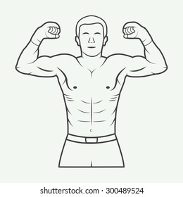 Boxing and martial arts logo, badge or label in vintage style. Vector illustration