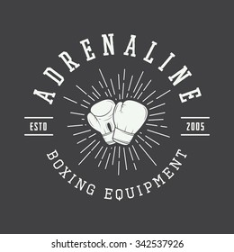 Boxing and martial arts logo, badge or label in vintage style. Vector illustration