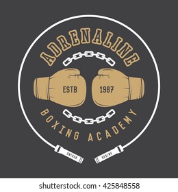 Boxing And Martial Arts Logo, Badge Or Label In Vintage Style. Vector Illustration
