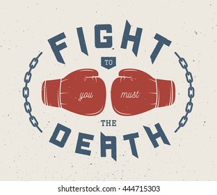 Boxing and martial arts logo, badge or label in vintage style. Vector illustration. Graphic Art