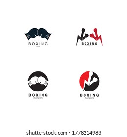 Boxing and martial arts logo badges and labels in vintage style. Vector illustration