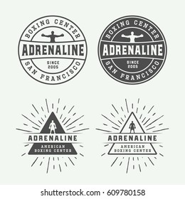 Boxing and martial arts logo badges and labels in vintage style. Vector illustration

