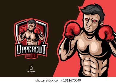 boxing mascot character game logo for sport team template