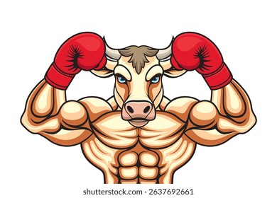 boxing mascot cow vector illustration design