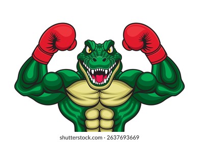 boxing mascot crocodile vector illustration design
