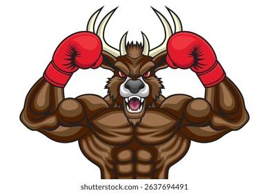 boxing mascot deer vector illustration design