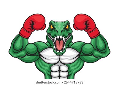 boxing mascot dinosaur vector illustration retro design