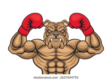 boxing mascot dog vector illustration design