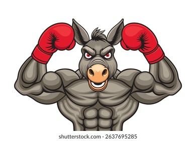 boxing mascot donkey vector illustration design