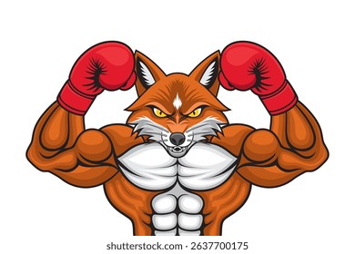 boxing mascot fox vector illustration design