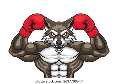 boxing mascot jackal vector illustration design