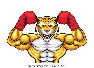 boxing mascot jaguar vector illustration design
