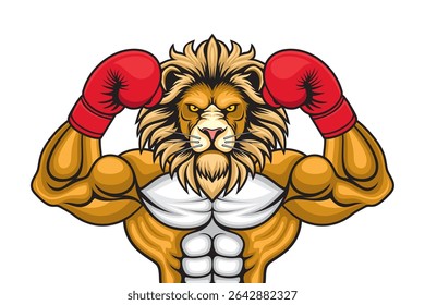 boxing mascot lion vector illustration retro design