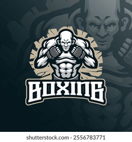 Boxing mascot logo design vector with modern illustration concept style for badge, emblem and t shirt printing. Boxing man illustration.