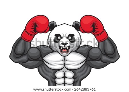 boxing mascot panda vector illustration retro design