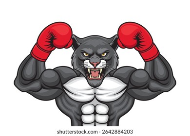 boxing mascot panther vector illustration retro design